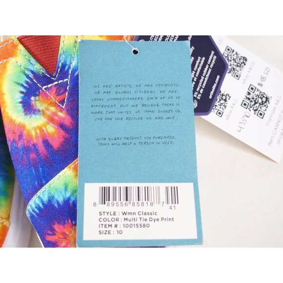 Toms Rainbow Tie-Dye Swirl Classic Slip-On, Size 10 (US) NEW! - Picture 13 of 14